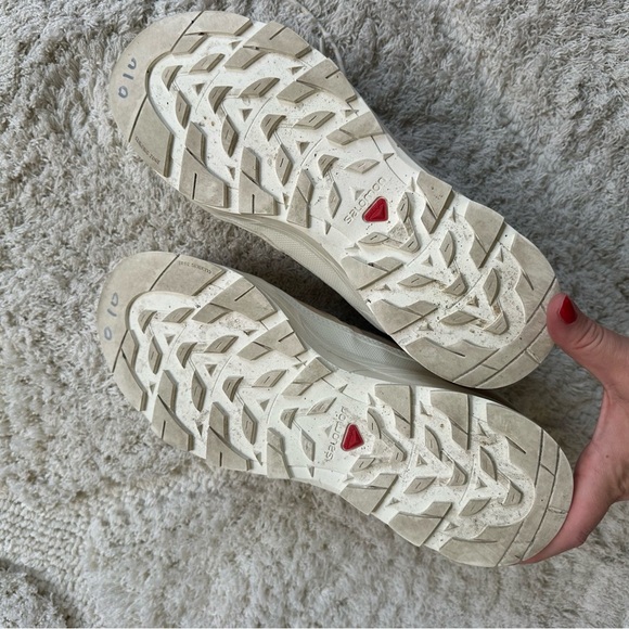 Salomon X-Alp Leather Vanilla Ice Tan Sneakers 7.5 shoes mens white - Picture 11 of 11